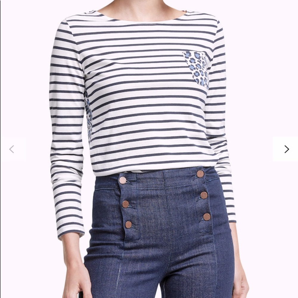 Boden Breton Animal Pocket T-Shirt, White/Leopard